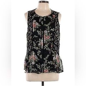 Daniel Rainn for Anthropologie - Black Floral Flowy Tank